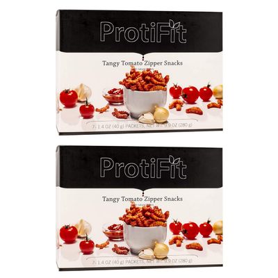 PROTIFIT - High Protein Tangy Tomato Zipper Snacks 2 Pack, 15g Protein, Low Calorie, Low Sugar, Low Fat, Ideal Protein Compatible, 7 Servings Per Box, (2 Pack)