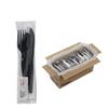 100 Plastic Cutlery Packets - Knife Fork Spoon Napkin Salt Pepper Sets | Black Silverware Sets Individually Wrapped Cutlery Kits, Bulk Plastic Utensil Cutlery Set Disposable To Go Silverware view 1
