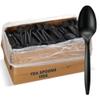 1,000 Plastic Disposable Tea spoons Bulk Black Medium Weight Disposable Silverware Plastic Cutlery Tea Spoons view 1