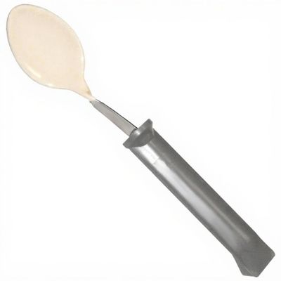 Rehabilitation Advantage Bendable Coated Teaspoon with Lightweight Plastic Handle, Gray