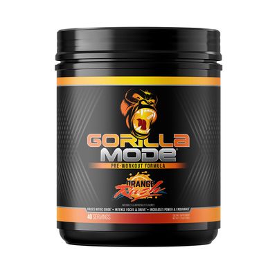 Gorilla Mode Pre Workout - Massive Pumps Laser Focus Energy Power - L-Citrulline, Creatine, L-Tyrosine, Betaine, Hydroprime, Alpha-GPC, 400mg Caffeine, Huperzine A - 796g (Orange Rush)