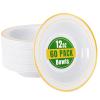 bUCLA 60 Pack Plastic Bowls with Gold Rim - 12 oz Plastic Soup Bowls Disposable for Wedding, Party, Gathering & Thanksgiving view 1