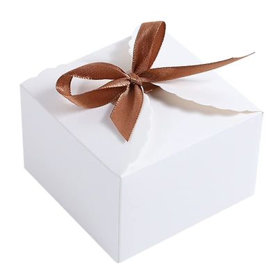 15pcs Small Gift Boxes Recycled Paper Favor Boxes with Ribbons,3.5x3.5x2.3 Inches Decorative Gift Boxes with Lids for Birthday,Wedding,Party,Chocolate (S,White)
