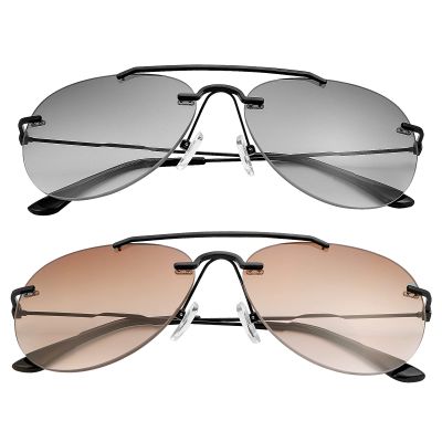 2 Pairs Bifocal Reading Glasses UV400 Protection Sunglasses Outdoor Sun Readers Blue Light Blocking Eyeglasses Aviator Tinted Shades for Men and Women Classic Eyewear Retro Stylish Driving Safety 3.0