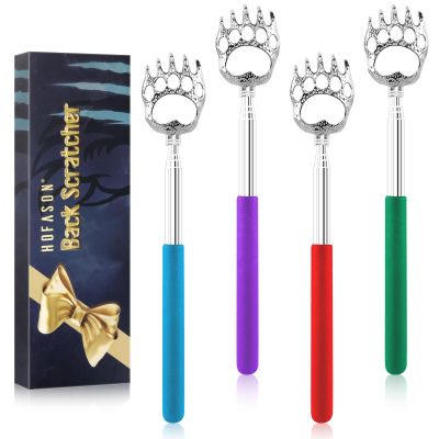 HOFASON 4 Pack Back Scratcher Extendable, Christmas Birthday Gifts for Mom Dad Wife Husband, Stocking Stuffers for Women Men Adults Teens, White Elephant Gifts, Prizes for Adults, Back Massager