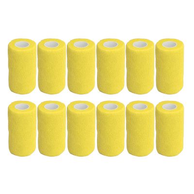 12pcs Self Adherent Cohesive emergency Medical Bandage,Nonwoven Self Adhesive Bandage,Elastic Wrap Bandage Tape for Cows Dogs Horses (Yellow), Nonwoven Self Adhesive Bandage,12pcs Self AdherentSe