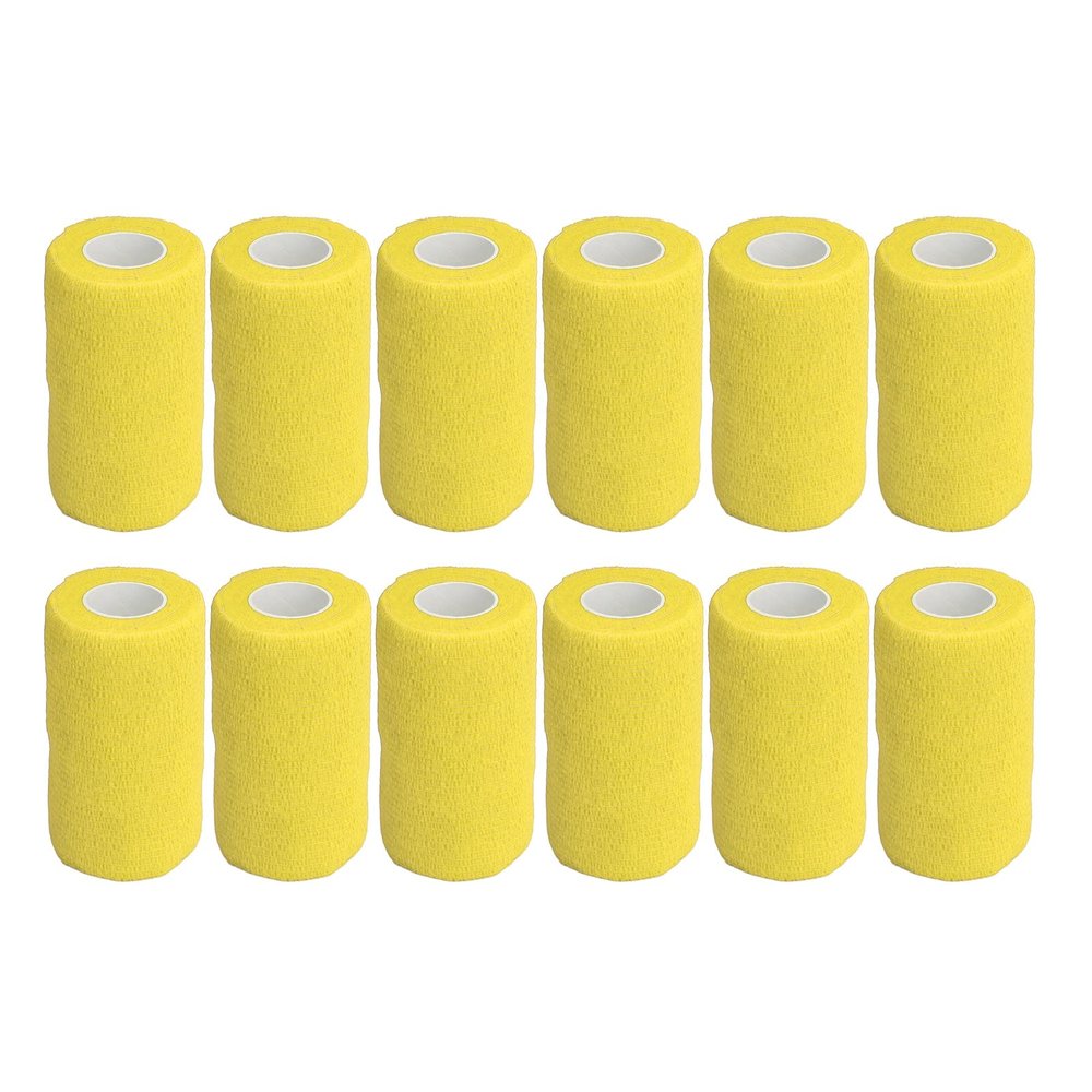 12pcs Self Adherent Cohesive emergency Medical Bandage,Nonwoven Self Adhesive Bandage,Elastic Wrap Bandage Tape for Cows Dogs Horses (Yellow), Nonwoven Self Adhesive Bandage,12pcs Self AdherentSe