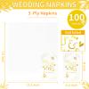 DYLIVeS Mr and Mrs Dinner Napkins, 100 Pcs Wedding Napkins Gold Cocktail Paper Guest Towel Beverage Cake Napkins Disposable Hand Towels for Bridal Shower Anniversary Engagement Decorations, 3 Ply view 2
