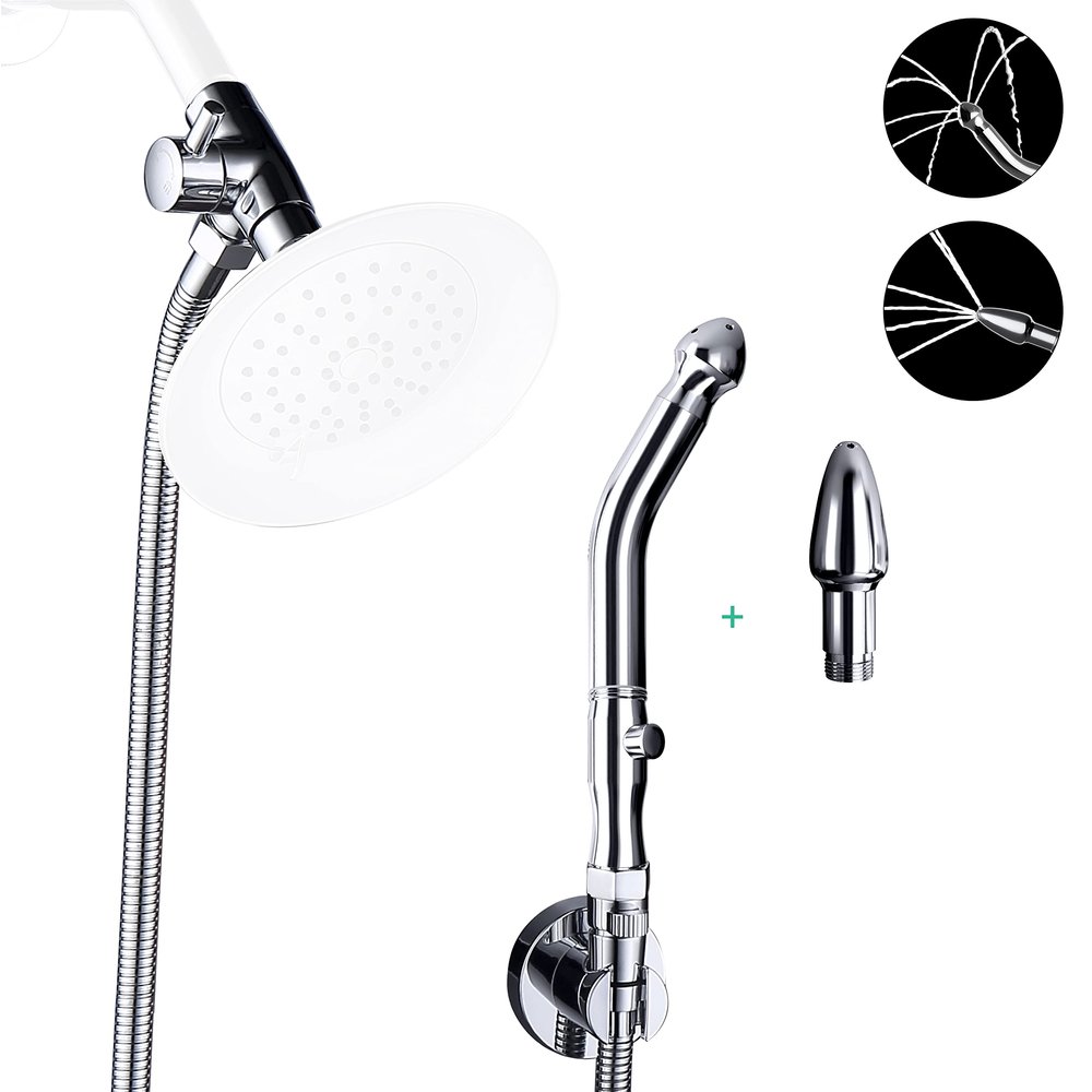 V-Frankness Shower Enema System with 100 Inches Hose, Water Control Valve, and Diverter, Douche Colonic Cleanse Kit for Most Shower Systems (Chrome)