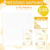 DYLIVeS Mr and Mrs Dinner Napkins, 100 Pcs White and Gold Wedding Napkins Cocktail Paper Guest Towel Cake Napkins Disposable Hand Towels for Bridal Shower Anniversary Engagement Decorations, 3 Ply view 2