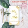 DYLIVeS Mr and Mrs Dinner Napkins, 100 Pcs White and Gold Wedding Napkins Cocktail Paper Guest Towel Cake Napkins Disposable Hand Towels for Bridal Shower Anniversary Engagement Decorations, 3 Ply view 3