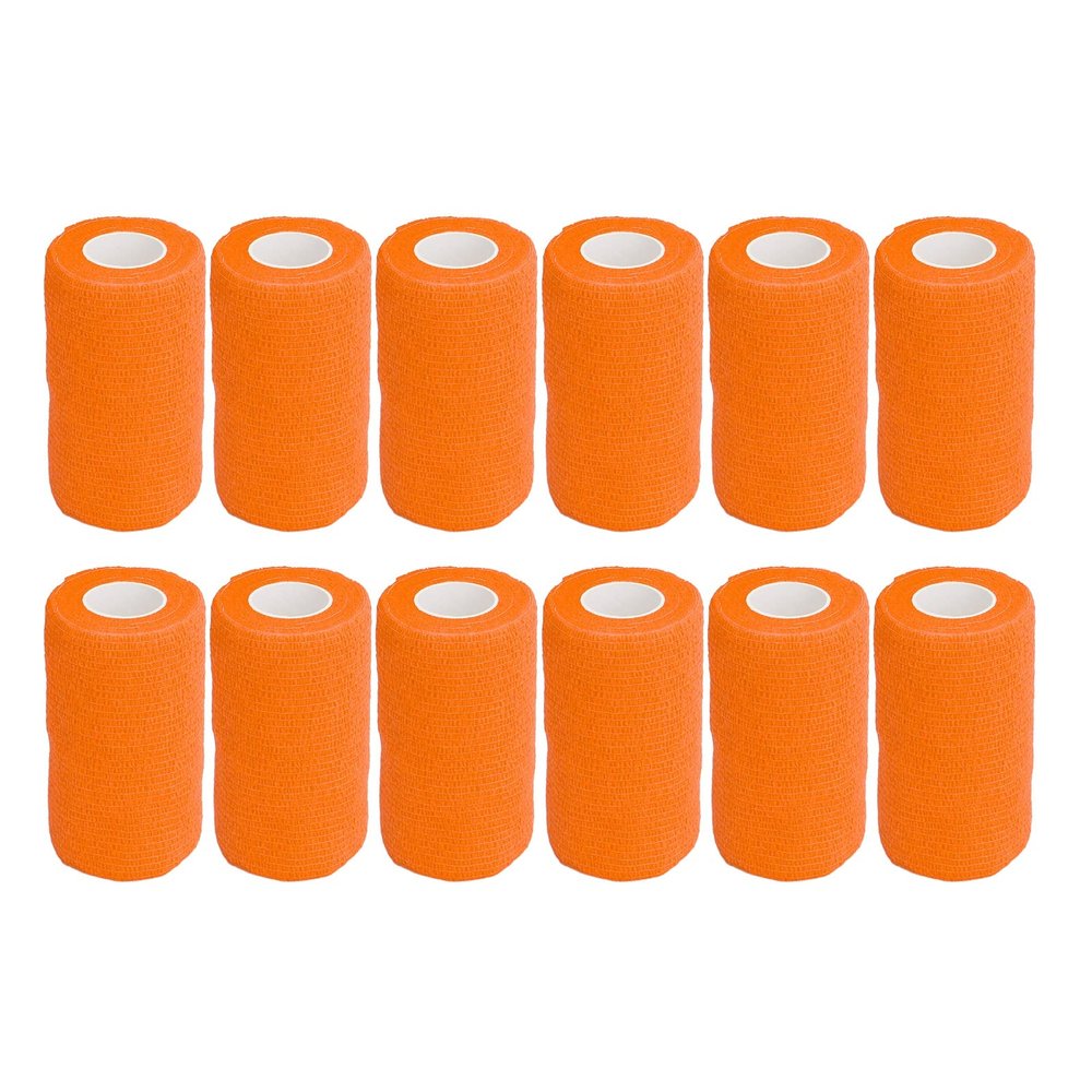 12pcs Self Adherent Cohesive emergency Medical Bandage,Nonwoven Self Adhesive Bandage,Elastic Wrap Bandage Tape for Cows Dogs Horses (Orange), Nonwoven Self Adhesive Bandage,12pcs Self AdherentSe