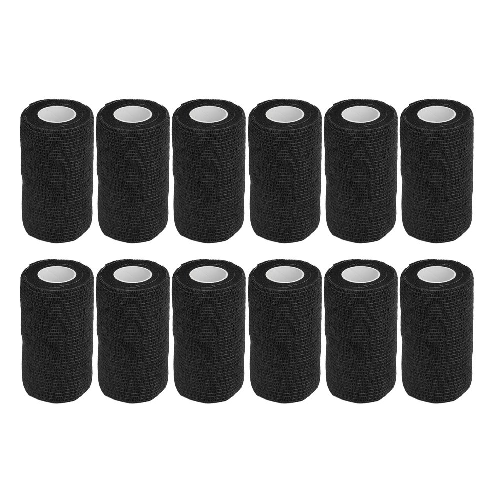 12pcs Self Adherent Cohesive emergency Medical Bandage,Nonwoven Self Adhesive Bandage,Elastic Wrap Bandage Tape for Cows Dogs Horses (Black), Nonwoven Self Adhesive Bandage,12pcs Self AdherentSel