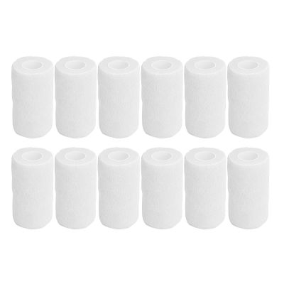 12pcs Self Adherent Cohesive emergency Medical Bandage,Nonwoven Self Adhesive Bandage,Elastic Wrap Bandage Tape for Cows Dogs Horses (White), Nonwoven Self Adhesive Bandage,12pcs Self AdherentSel