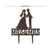 Bride Two Girl Silhouette Wedding Cake Topper Mrs And Mrs Lesbians Cake Topper for Wedding Same Sex Couple Cake Topper Custom Cake Topper LGBT Engagement Bride Wedding Cake Decorations Brown Wood view 2