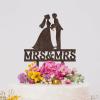 Bride Two Girl Silhouette Wedding Cake Topper Mrs And Mrs Lesbians Cake Topper for Wedding Same Sex Couple Cake Topper Custom Cake Topper LGBT Engagement Bride Wedding Cake Decorations Brown Wood view 4