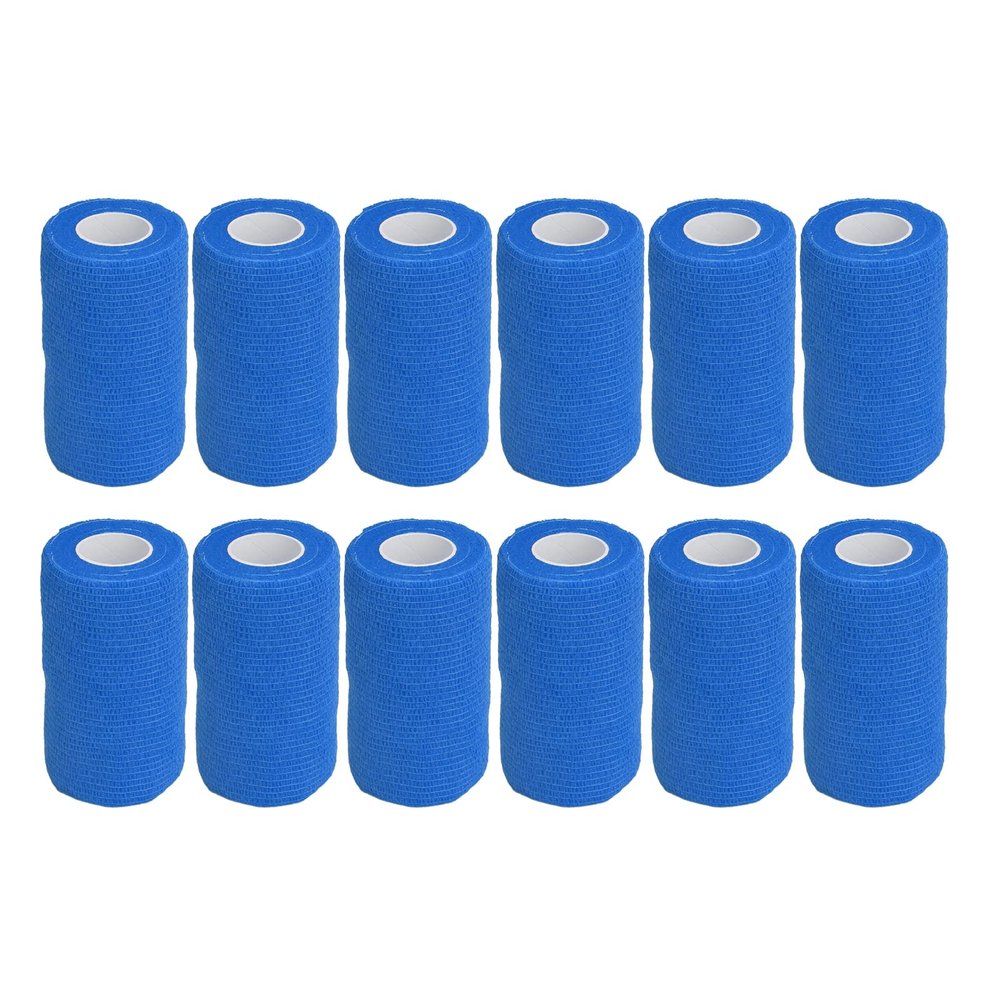 12pcs Self Adherent Cohesive emergency Medical Bandage,Nonwoven Self Adhesive Bandage,Elastic Wrap Bandage Tape for Cows Dogs Horses (Blue), Nonwoven Self Adhesive Bandage,12pcs Self AdherentSelf