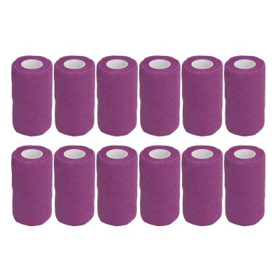 12pcs Self Adherent Cohesive Emergency Medical Bandage,Nonwoven Self Adhesive Bandage,Elastic Wrap Bandage Tape for Cows Dogs Horses (Purple), Nonwoven Self Adhesive Bandage,12pcs Self AdherentSe