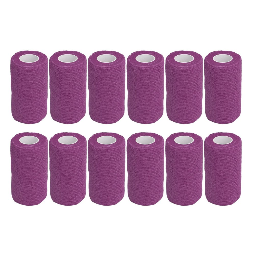 12pcs Self Adherent Cohesive Emergency Medical Bandage,Nonwoven Self Adhesive Bandage,Elastic Wrap Bandage Tape for Cows Dogs Horses (Purple), Nonwoven Self Adhesive Bandage,12pcs Self AdherentSe