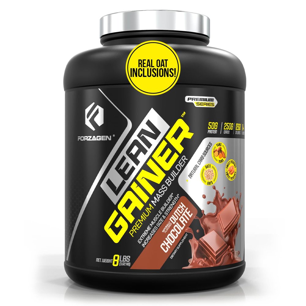Forzagen Lean Gainer Premium Mass Builder | Mass Gainer Protein Powder for Men & Women | High Calorie Protein, Weight Gain, Bulk, Muscle Building Supplement | Dutch Chocolate, 8 lbs. (11 Servings)