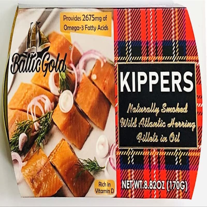 Baltic Gold Naturally Smoked Wild Atlantic Herring in Oil- 8.82 oz (170g) (Kippers, 5 Pack)