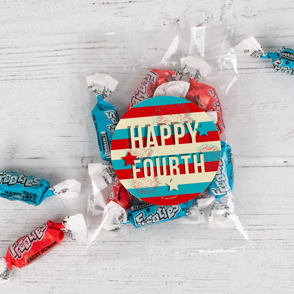 24ct Patriotic Candy Bags with Red and Blue Frooties, Happy 4th of July Party Favors