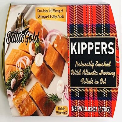 Baltic Gold Naturally Smoked Wild Atlantic Herring in Oil- 8.82 oz (170g) (Kippers, 10 Pack)
