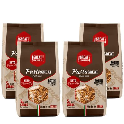 Great Low Carb Pasta Rotini 8oz | 4 Bags| Keto friendly Meal | Kosher| Served Fresh |Non GMO |Low carb Diet | Perfect partner for your favorite recipes