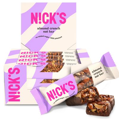 NICKS Keto Nut Bar, Almond Chocolate, Keto Nut Snack for Sports, Hiking & Outdoor Activities, 1G sugar, 3G net carbs, healthy snack, (pack of 12), 12.0 Count, 40.0 grams