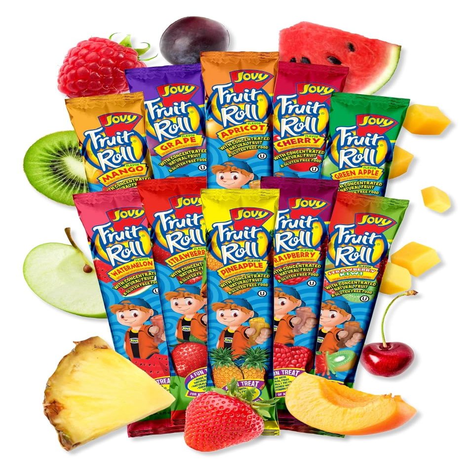 JOVY FRUIT ROLL Variety Pack 10 Flavors - Healthy Snack Made with Natural Fruit, Fat Free, Gluten Free, Enriched with Vitamin C |10 Count, 0.75 oz each