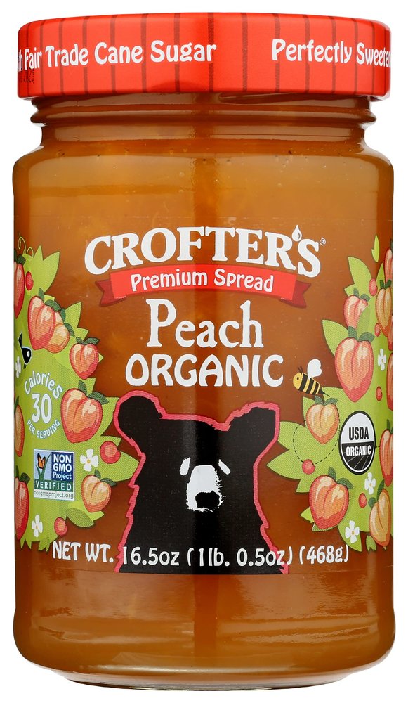 Crofter's Premium Peach Spread Organic 16.5 oz (Pack of 6)