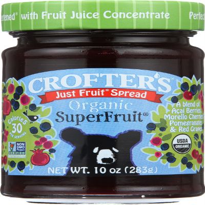 Crofters Organic Superfruit Spread, Glass Jar 10 oz (Pack of 6)