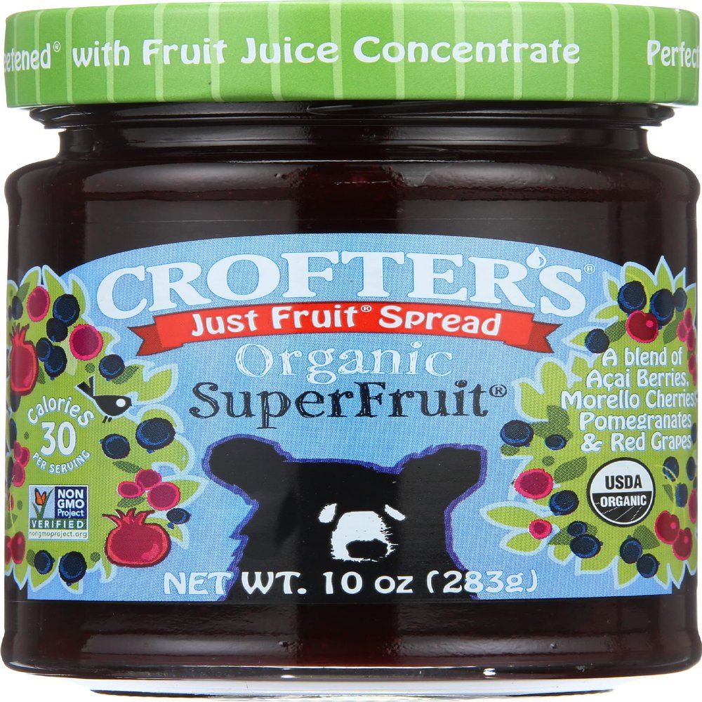 Crofters Organic Superfruit Spread, Glass Jar 10 oz (Pack of 6)