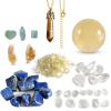 12Pcs Healing Crystal Set of White Crystal Raw Stone Tiger Eye Crystal Pendulum Citrine Crystal Ball Love Pocekt Stone for Reiki Chakra Energy Meditation Spirit Decoration view 1