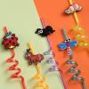 24 Bug Birthday Party Supplies Reusable Plastic Straws for Insect Themed Party Favors Decorations with 2 Cleaning Brushes view 2