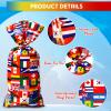 Pajean 100 Pcs International Flag Candy Party Bags World Country Flags Treat Bags Patriotic Cellophane Travel Goodie for Soccer Sports Beer Festival Events Celebration School Party Decorations view 3