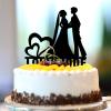 Brides Wedding Cake Topper Custom Name Wedding Date Silhouette Two Brides Cake Toppers Romantic 2 Women Wedding Cake Decorations Lesbian Wedding Engagement Gifts Acrylic Black view 2