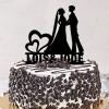 Brides Wedding Cake Topper Custom Name Wedding Date Silhouette Two Brides Cake Toppers Romantic 2 Women Wedding Cake Decorations Lesbian Wedding Engagement Gifts Acrylic Black view 3
