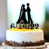 Mrs & Mrs Wedding Decorations Funny Bride And Bride Cake Topper Silhouette LGBTQ Personalized Name Wedding Date Cake Topper Lesbian Wedding Engagement Gifts Acrylic Black view 2