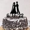 Mrs & Mrs Wedding Decorations Funny Bride And Bride Cake Topper Silhouette LGBTQ Personalized Name Wedding Date Cake Topper Lesbian Wedding Engagement Gifts Acrylic Black view 3