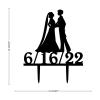 Mrs & Mrs Wedding Decorations Funny Bride And Bride Cake Topper Silhouette LGBTQ Personalized Name Wedding Date Cake Topper Lesbian Wedding Engagement Gifts Acrylic Black view 4
