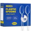 [100 Count] Clear Plastic Spoons Heavy Duty, Premium Disposable Spoons, Durable Plastic Cutlery for for Parties, Picnics, Big Event, Daily Use - Heat Resistant & BPA Free - Clear view 1