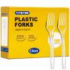 [100 Count] Clear Plastic Forks Heavy Duty, Premium Disposable Forks, Durable Plastic Cutlery for Parties, Picnics, Big Event, Daily Use - Heat Resistant & BPA Free view 1