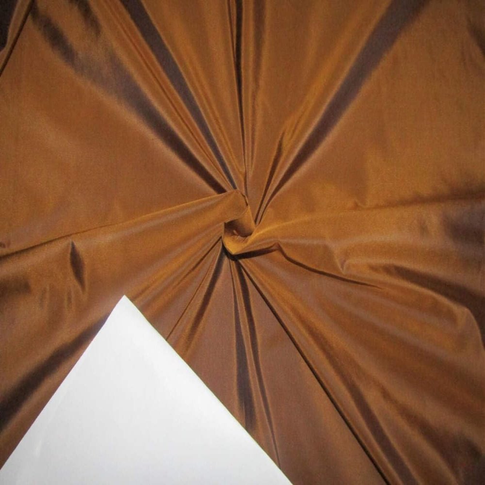 100% Pure Silk Taffeta Fabric Iridescent Mustard Brown x Black Colour 54" Wide Sold by The Yard TAF#96[3]
