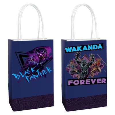 Multicolor Black Panther Wakanda Forever Printed Paper Kraft Bags - 8.25" x 5.25" x 3", 8 Pieces - Perfect for Parties, Gifts & Goodies
