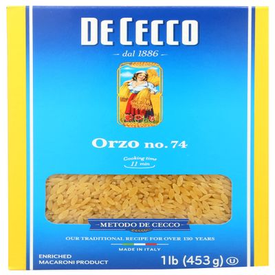 De Cecco, Pasta Orzo, 16 Oz, (Pack Of 20)