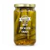 Sanniti Hot Pickled Okra | Infused with Crushed Red Pepper | Crunchy and Fiery Heat | 14.5 oz view 1