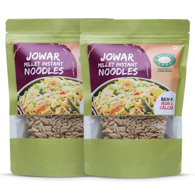 MILLET AMMA Jowar Millet Instant Noodles - 350 Gms | (Pack Of 2 - Each 175 Gms) | Easy & Ready To Cook | Zero Maida & 100% Vegan | Best Choice For Instant Breakfast & Dinner