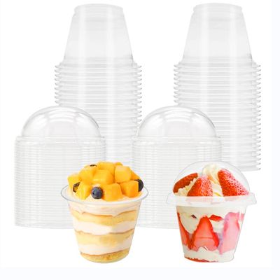 Szsrcywd 50 Pcs 6 oz Clear Plastic Cups with Dome Lids,Transparent Parfait Cup,Disposable Dessert Cups for Fruit,Ice Cream,Cupcake,Iced Cold Drinks