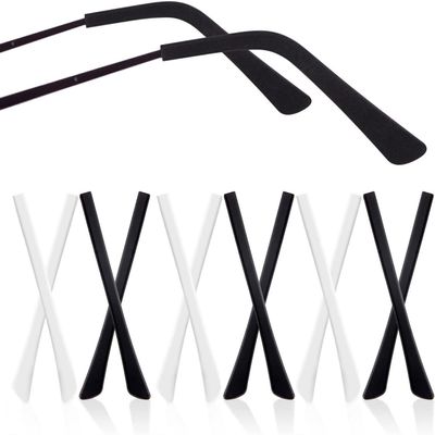 Eyeglass End Tips, 12 Pairs Silicone Anti-Slip Ear Sock Pieces Tube Sleeve Eyewear Soft Replacement Tips ONLY for Thin Slim Wire Eyeglass Sunglasses Legs Black White